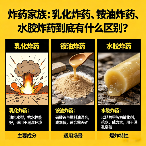 纳雍炸药家族：乳化炸药、铵油炸药、水胶炸药到底有什么区别？